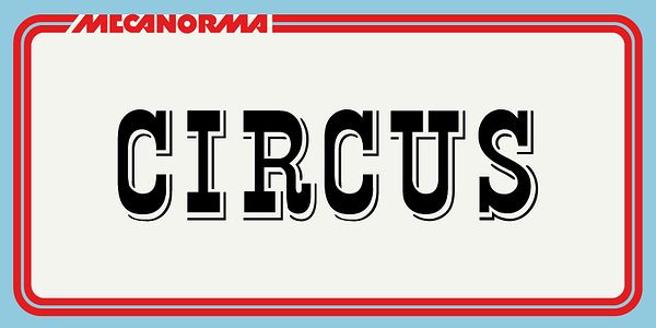 Card displaying Circus MN typeface in various styles