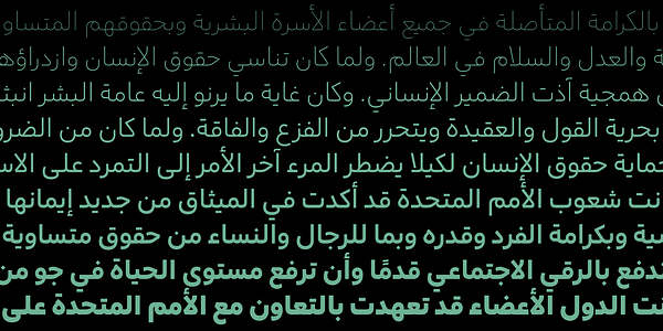 Card displaying Objektiv Arabic typeface in various styles