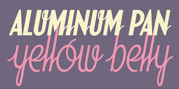 Card displaying Soda Script typeface in various styles