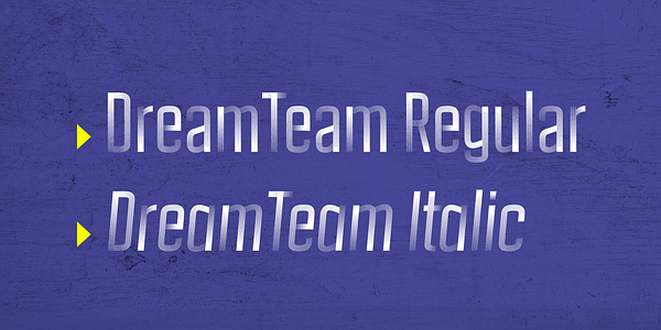 Card displaying DreamTeam typeface in various styles