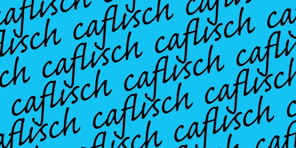 Card displaying Caflisch Script typeface in various styles