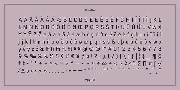 Card displaying Quara typeface in various styles