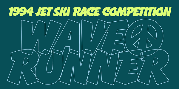 Card displaying Gnar typeface in various styles