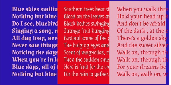 Card displaying Sincopa typeface in various styles