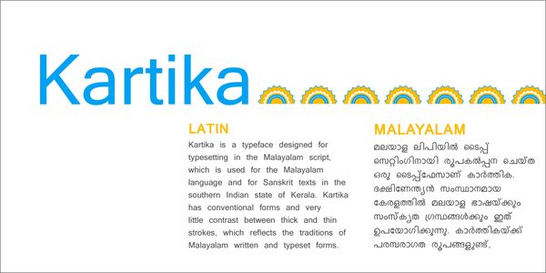 Card displaying Kartika typeface in various styles