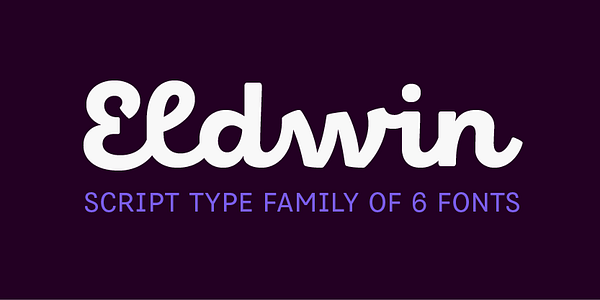 Card displaying Eldwin Script typeface in various styles