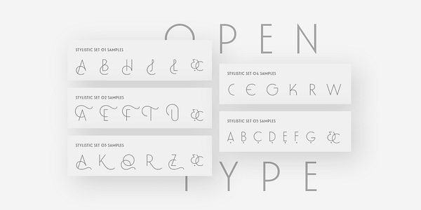 Card displaying Waverly CF typeface in various styles