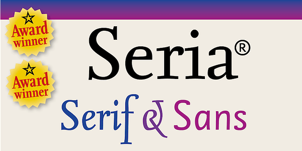 Card displaying Seria  typeface in various styles