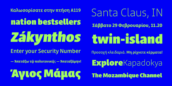Card displaying Jali Greek Variable typeface in various styles