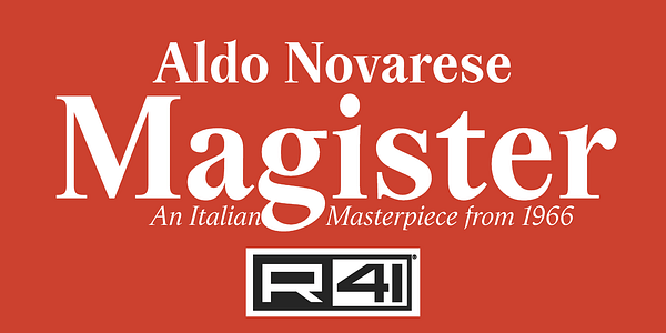 Card displaying Magister typeface in various styles