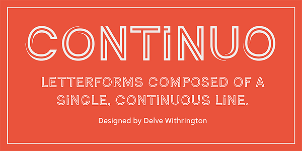 Card displaying Continuo typeface in various styles