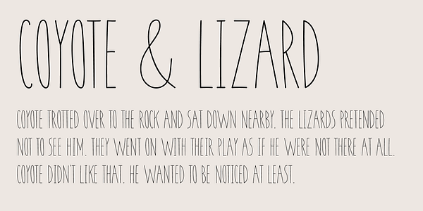 Card displaying Coyote typeface in various styles