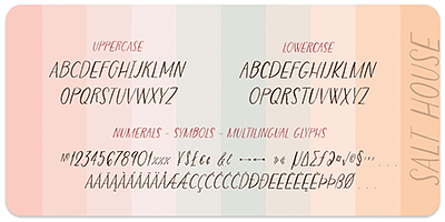 Card displaying Salthouse typeface in various styles