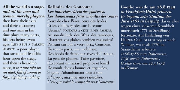 Card displaying Bodoni Classic typeface in various styles