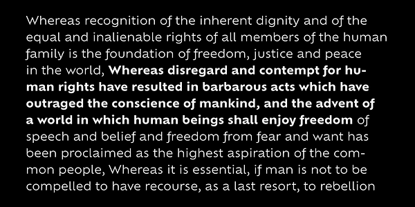 Card displaying Ofelia Text typeface in various styles