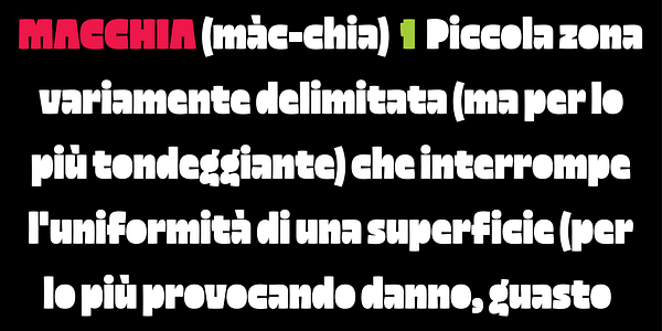Card displaying Macchia typeface in various styles