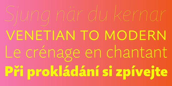 Card displaying Quire Sans typeface in various styles