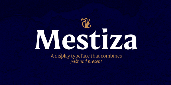 Card displaying Mestiza typeface in various styles