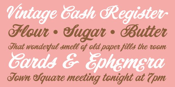 Card displaying Corner Store JF typeface in various styles