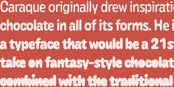 Card displaying Caraque typeface in various styles