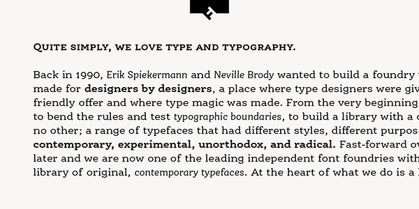 Card displaying FF Ernestine typeface in various styles