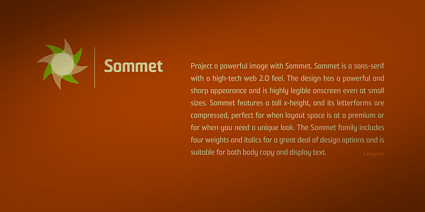 Card displaying Sommet typeface in various styles