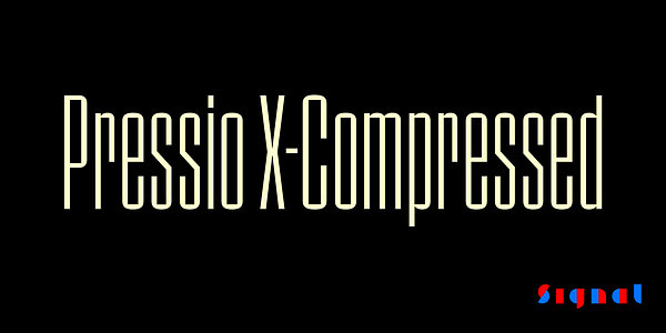 Card displaying Pressio X-Compressed typeface in various styles
