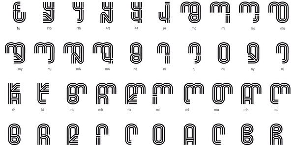 Card displaying Virna typeface in various styles