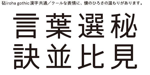 Card displaying Kinuta iroha 30momiji StdN typeface in various styles