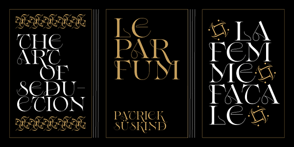 Scheda che mostra il font Erotique in vari stili