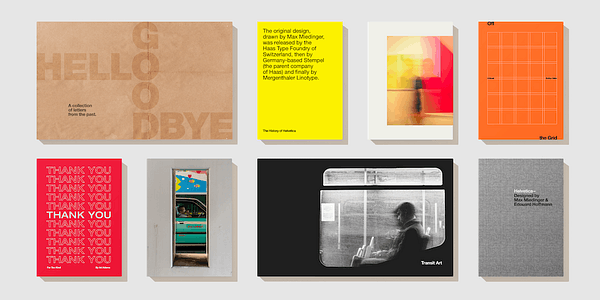 Card displaying Helvetica typeface in various styles