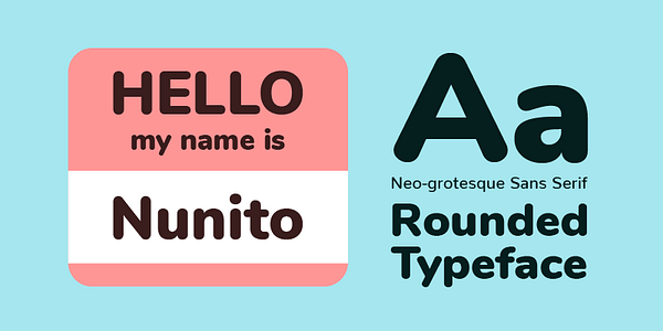 Card displaying Nunito typeface in various styles