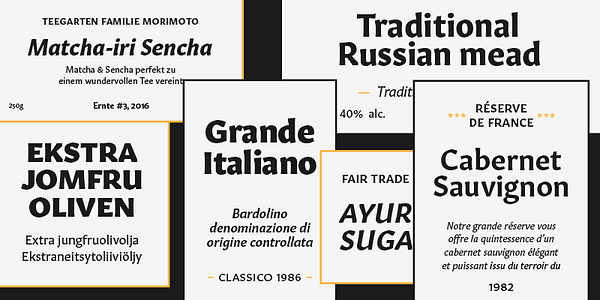 Card displaying Gitan Latin typeface in various styles