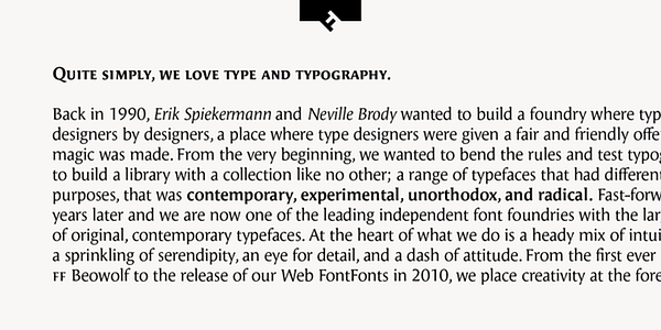 Card displaying FF Angie typeface in various styles