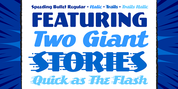 Card displaying CC Speeding Bullet typeface in various styles