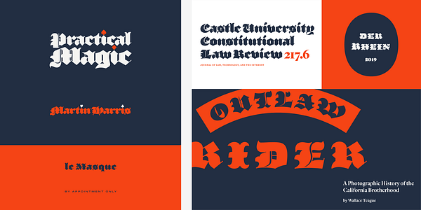 Card displaying Parliament typeface in various styles