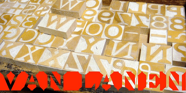 Card displaying HWT VanLanen typeface in various styles