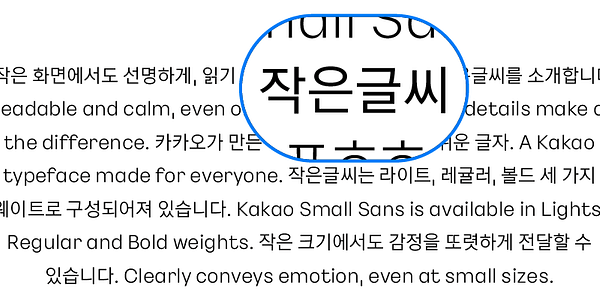 Card displaying Kakao Small Sans typeface in various styles