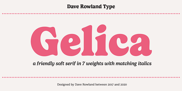 Card displaying Gelica typeface in various styles