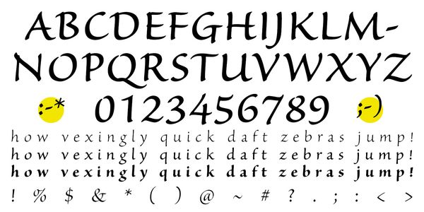 Card displaying Sanvito typeface in various styles