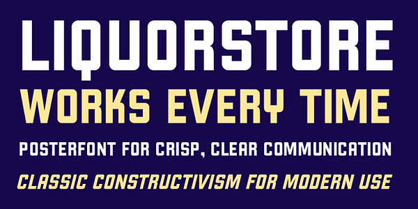 Card displaying Liquorstore typeface in various styles