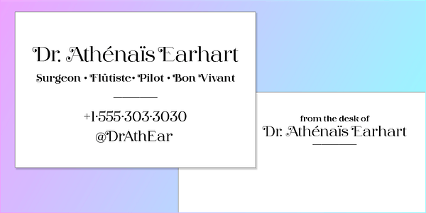 Card displaying Barteldes typeface in various styles
