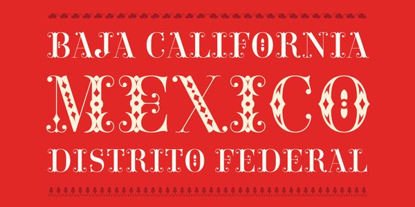 Card displaying Carmen Fiesta typeface in various styles