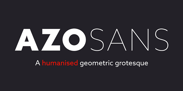 Card displaying Azo Sans typeface in various styles