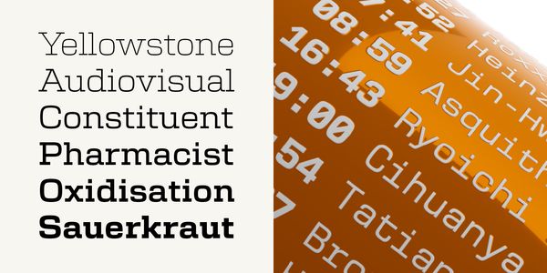 Card displaying New Science typeface in various styles