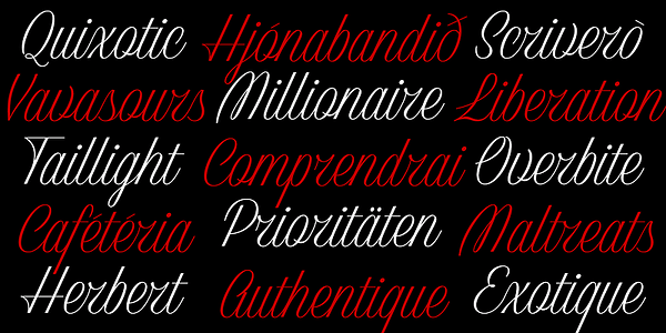 Card displaying Classic Ruby Script typeface in various styles