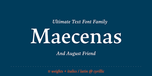 Card displaying Maecenas typeface in various styles