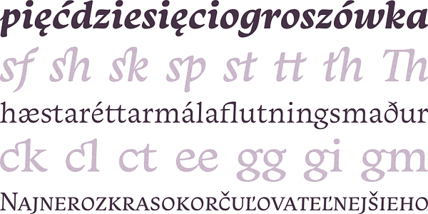 Card displaying Monarcha typeface in various styles