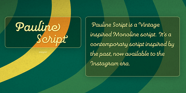 Card displaying Pauline Script typeface in various styles