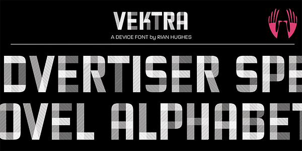 Card displaying Vektra typeface in various styles